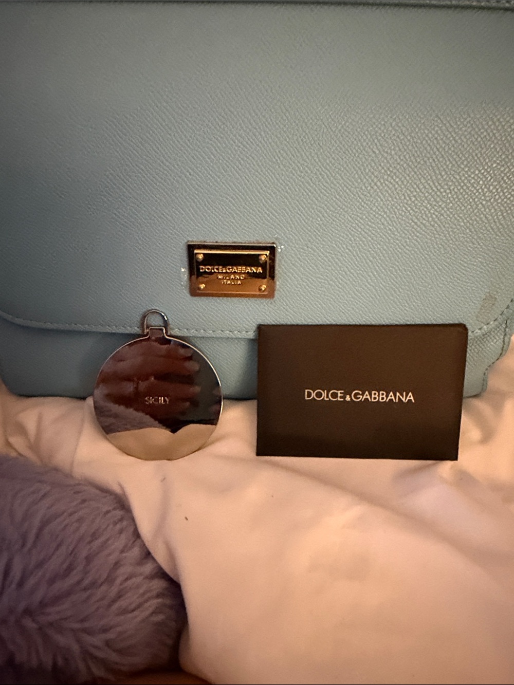 Dolce & Gabbana Light Blue Shoulder Bag with Gold Hardware - Picture 3 of 5